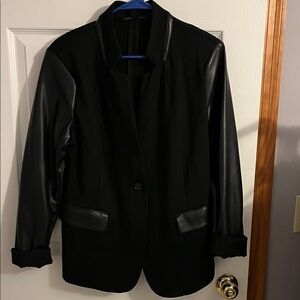Ellen Tracy Black Blazer with Faux Leather Accents